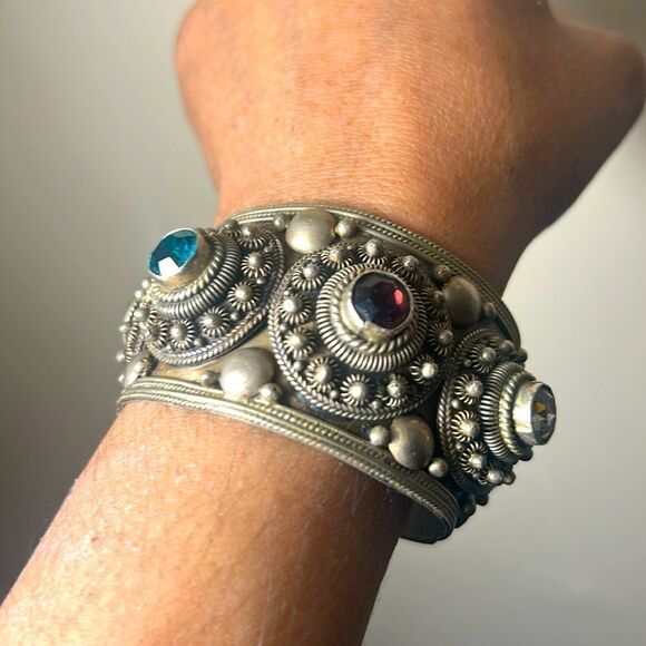 Siam multi colored old silver bracelet - Picture 4 of 5